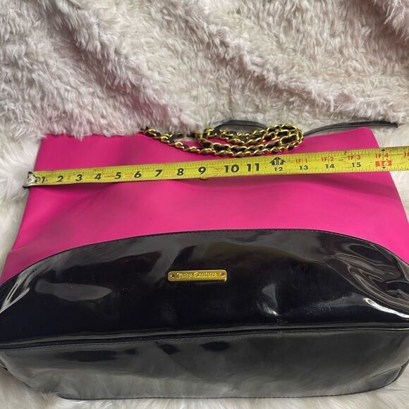 Juicy Couture synthetic hot pink & black pate large tote chain strap. - Picture 9 of 12